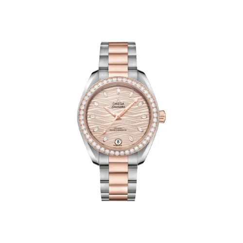 Омега Автоматический механический механизм Женские AQUA TERRA 150 метров Часы 34 мм Золотой