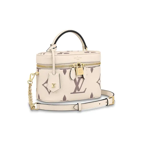 LOUIS VUITTON Vanity Коровья кожа Крупнозернистая текстура Портативная Сумка через плечо Сумка на плечо Женская Молочно-белый Светло-розовый