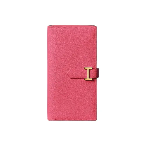 HERMES Bearn Mysore Шевро Кошелек Женские U5 Розовый Помада Помада для губ Пудра