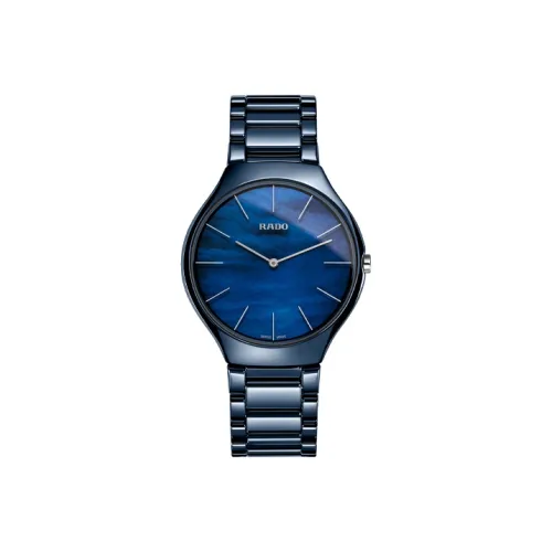 RADO True Thinline Collection Кварцевый механизм Женские часы 39 мм Синий циферблат Керамика Нержавеющая сталь Корпус