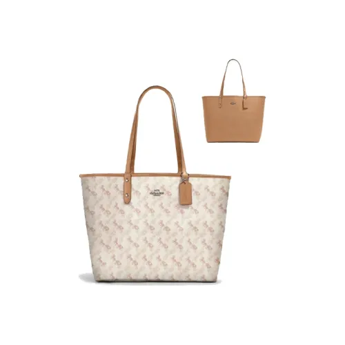 COACH Городская сумка из ПВХ холста сумка-тоут сумка для покупок сумка через плечо женская бежевая коричневая