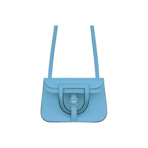 HERMES Halzan Swift Телячья кожа Horseshoe Сумка Сумка через плечо Сумка через плечо Мини Женская Небесно-голубая