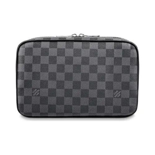 LOUIS VUITTON Покрытый холст Косметичка Сумка для туалетных принадлежностей Большая Мужская Графитовая