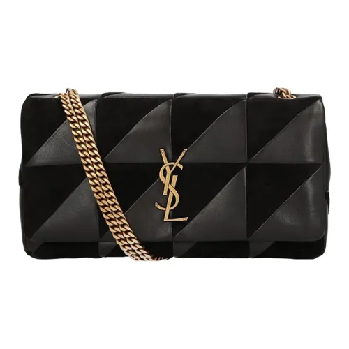 SAINT LAURENT Jamie Замша с Овечья шкура Плечевая сумка Цепочка Сумка через плечо Сумка через плечо Средняя Женская Черная