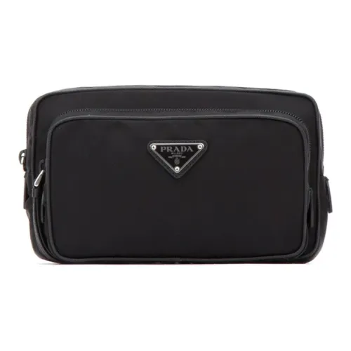 PRADA Нейлоновая сумка-банка унисекс черного цвета