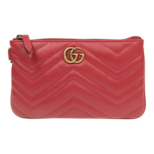 GUCCI GG Marmont Тисненая кожа Клатч Folder Мелочь Кошелек Женские Красный