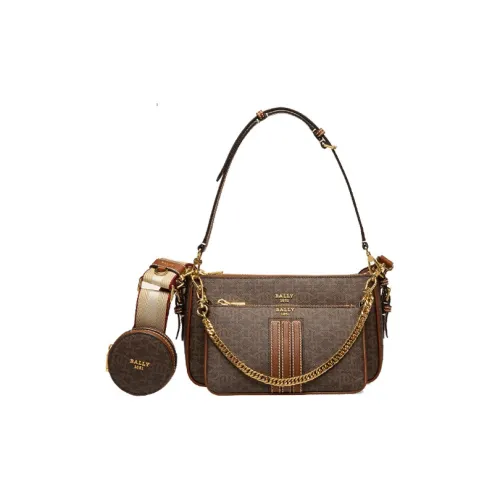 BALLY Кожа Текстиль Плечевая Сумка Сумка через плечо Сумка на плечо Мини Женская Коричневая