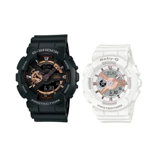 CASIO Парные часы Коллекция GA BA Кварцевый механизм Часы Унисекс Черный циферблат GA 110RG 1AJF BA 110RG 7AJF