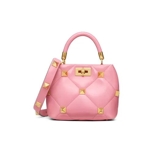 Valentino Roman Stud Shearling Сумка через плечо Сумка Маленькая Женская Розовая