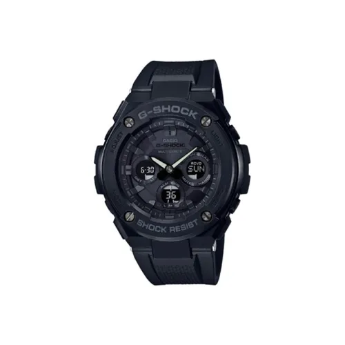 CASIO г Steel Collection W Dual Display Солнечный Кварцевый механизм Смола Ремень Часы Мужские Черный циферблат