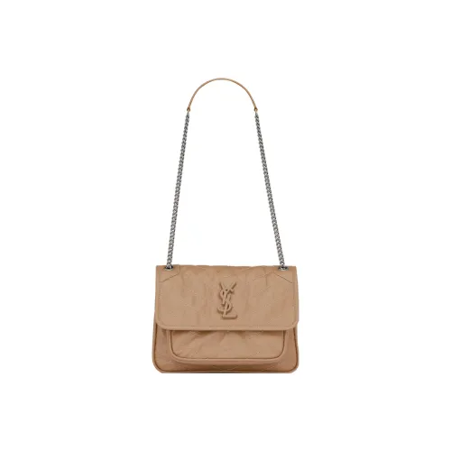 SAINT LAURENT Niki Кожа Хобо Сумка Сумка через плечо Сумка на плечо Женская Темный Цвет Ириски Коричневый