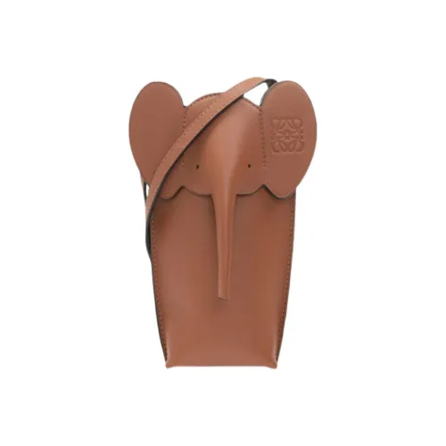 LOEWE Elephant Pocket Классический Телячья кожа Сумка через плечо с чехлом для телефона Стандартный Женский Коричневый