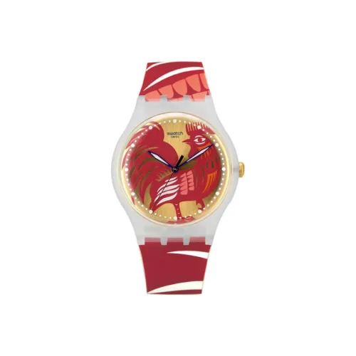 SWATCH Originals Collection Кварцевый механизм Унисекс Часы 41 мм Красный Циферблат Часы Пластиковый Корпус Часы Смольный Ремешок SUOZ226
