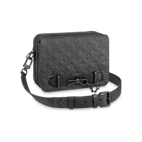 LOUIS VUITTON Steamer Кожа Курьерская Сумка Сумка через плечо Мужская Черная