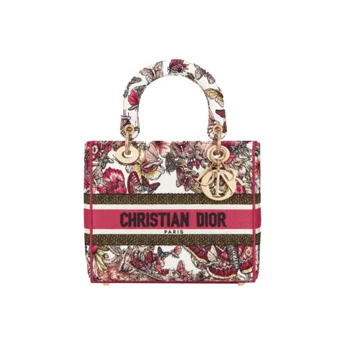 DIOR LADY D Лайт Ткань Сумка Lady Dior Портативная Сумка через плечо Сумка через плечо Средняя Женская Многоцветная