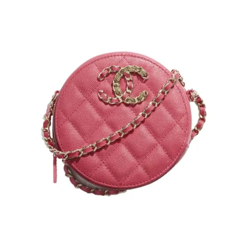 CHANEL 19Bag с рельефом икорная телячья кожа круглая сумка маленькая круглая сумка сумка через плечо маленькая сумка на плечо женская розовая