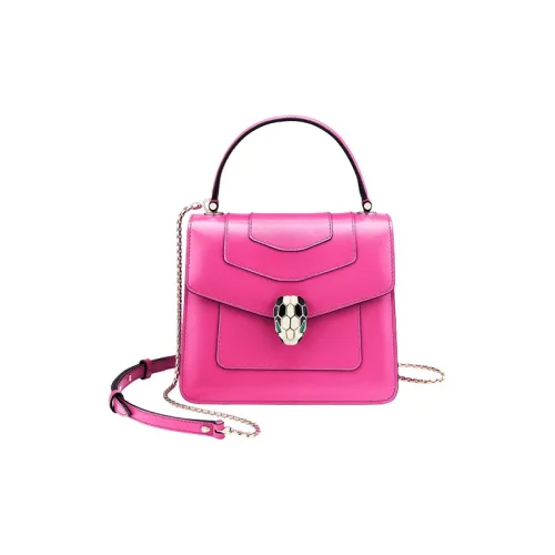 BVLGARI Коровья кожа Портативная Сумка через плечо Сумка на плечо Женская Розово-красная