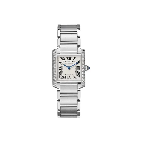 Cartier TANK DE Кварцевый механизм Женские часы 25*30MM Белый циферблат Корпус из нержавеющей стали Ремешок из нержавеющей стали