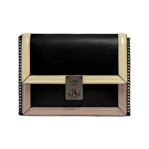 COACH Телячья кожа Маленькая квадратная сумка через плечо Бананка Мини Женская Черная Многоцветная