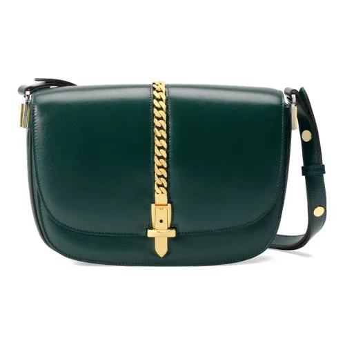 GUCCI Sylvie 1969 Кожаная сумка через плечо маленькая сумка на плечо женская зеленая