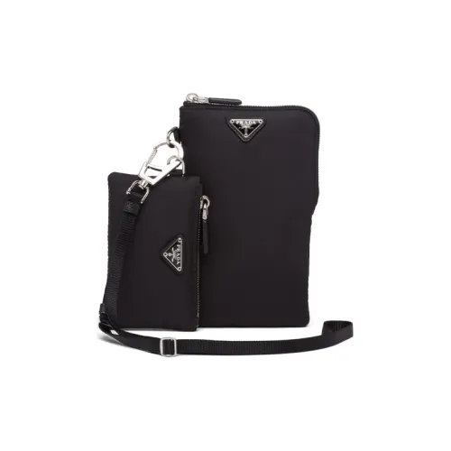 PRADA RE Нейлон Переработанный нейлон DUAL PURPOSE Сумка Чехол для телефона Мужской Черный
