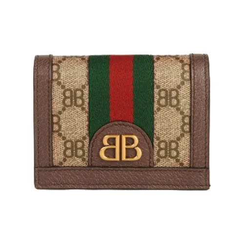 Balenciaga GUCCI Коллаборация Холст с кожей Картхолдер Женские Бежевый