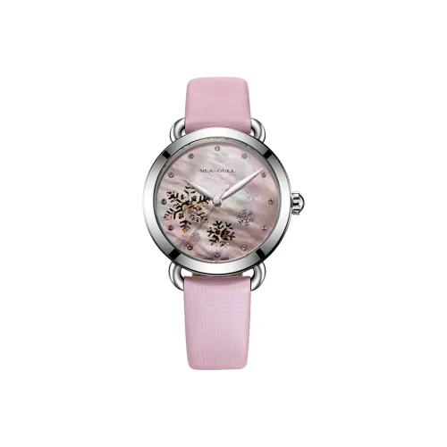 Sea Gull Hollow Series Автоматический Механический Механизм Крученая Шелковая Нить Ремешок Часы Женские Розовый Циферблат 813,65.6029LK