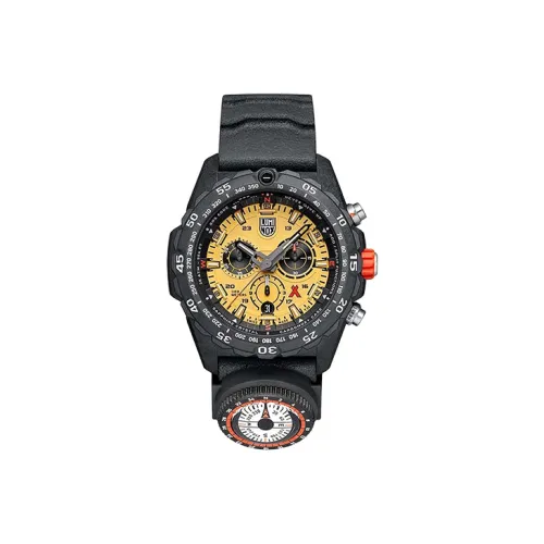 LUMINOX Кварцевый механизм Мужские часы Часы 45 мм Желтый циферблат Часы CARBONOX™ Корпус часов Резиновый ремешок