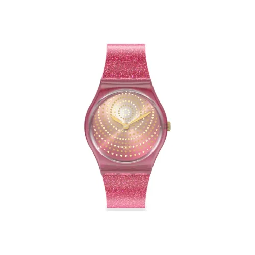 SWATCH Gent Series Кварцевый механизм Женские часы 34*39,2 мм Розовый циферблат Часы Пластиковый корпус Часы Силиконовый ремешок
