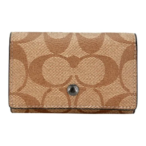 COACH Key Case Искусственная кожа Key Pouch Унисекс Монограмма Коричневый