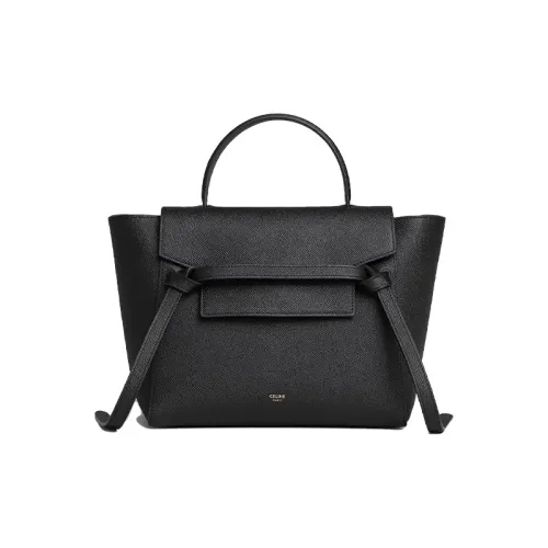 CELINE Ремень Grained Телячья кожа Сумка сома Сумка Сумка через плечо Сумка через плечо Сумка через плечо Сумка Микро Женская Черная