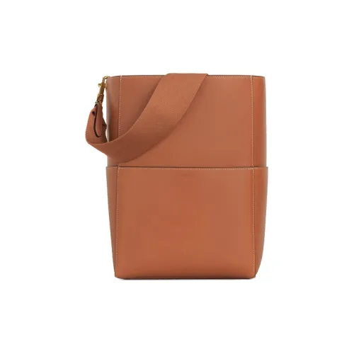 CELINE Sangle Естественный Телячья Кожа Сумка через плечо Женская Рыжевато-коричневый