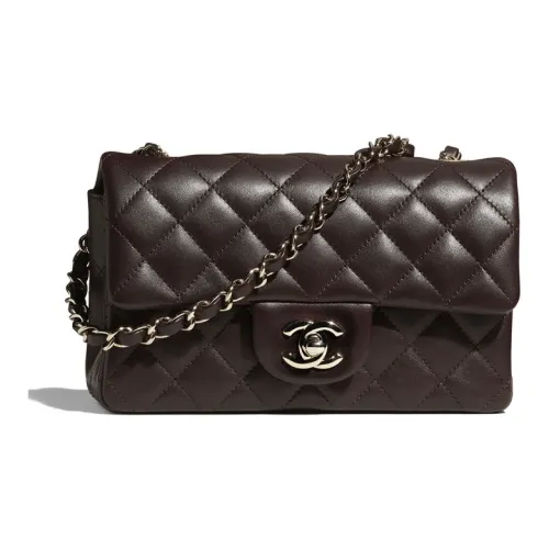 CHANEL Classic Flap CF Овчина Сумка через плечо Мини Женские Chocolates Коричневый