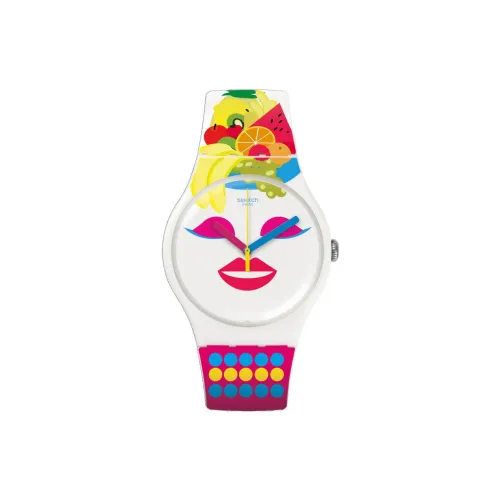 SWATCH Gent Series Кварцевый механизм Унисекс Часы 41 мм Белый циферблат Пластиковый корпус Часы Силиконовый ремешок