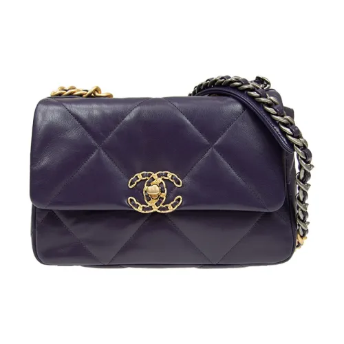 CHANEL 19Bag Овчина Сумка через плечо Женская Фиолетово-синяя