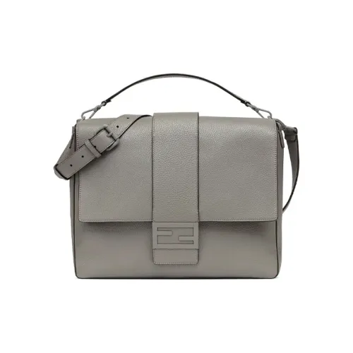 FENDI Baguette Кожа Курьерская Сумка Сумка на одно плечо Сумка через плечо Большая мужская Серый