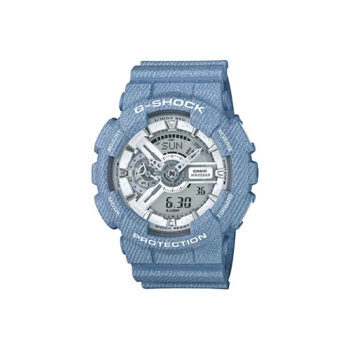 CASIO г Shock GA 110 Collection Деним Theme Коллекция Кварцевый механизм Смольный ремешок Мужские часы Серебристый циферблат