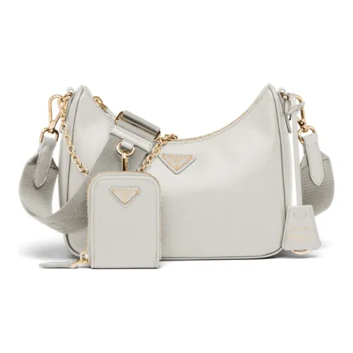 PRADA Hobo Saffiano кожа плечо сумка через плечо сумка женская белая