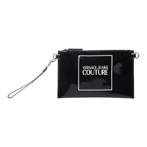 VERSACE Лакированная кожа клатч женский черный