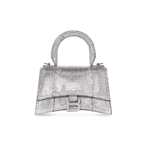 Balenciaga Rhinestone Hourglass Romb Bag Сумка через плечо Сумка через плечо Стандартная Женская Серебряная