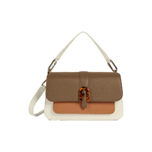 Furla Sofia Grainy Кожа Портативный Одно плечо Через плечо Сумка на плечо Маленький Женский Авокадо-зеленый и Белый и Оранжевый