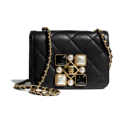 CHANEL Сумка через плечо из коровьей кожи с клапаном маленькая женская черная