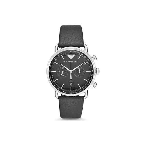 EMPORIO ARMANI Black Warrior Collection Pilot Collection Часы Кварцевый механизм Кожаный ремешок Серебристый циферблат