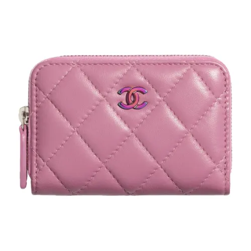 CHANEL Lambskin Metal Wallet Women's Pink