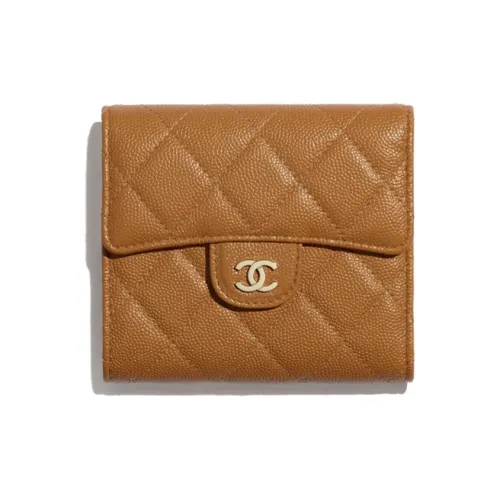 CHANEL Classic Flap CF Телячья кожа Кошелек Женские Коричневый