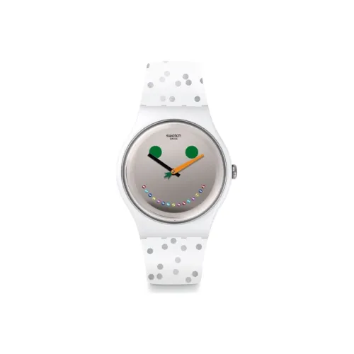 Swatch Quartz Механизм Унисекс Часы 41 мм Серый Циферблат Пластиковый Корпус Часы Силиконовый Ремешок