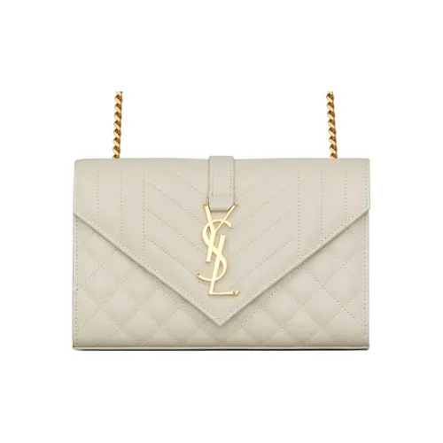 SAINT LAURENT Конверт с тиснением кожа коровы сумка-конверт сумка через плечо маленькая женская белая