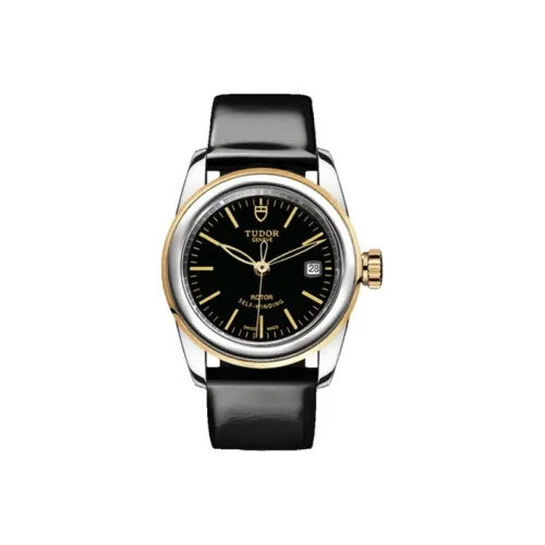 TUDOR Jun Jue Series Автоматический Механический Механизм Женские Часы 26 мм Черный Циферблат Стальной Корпус Часов Кожаный Ремешок