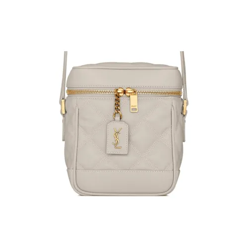 SAINT LAURENT Vanity Лоскутное шитье с рельефом Тисненая кожа Коробка Сумка через плечо Женская Белая