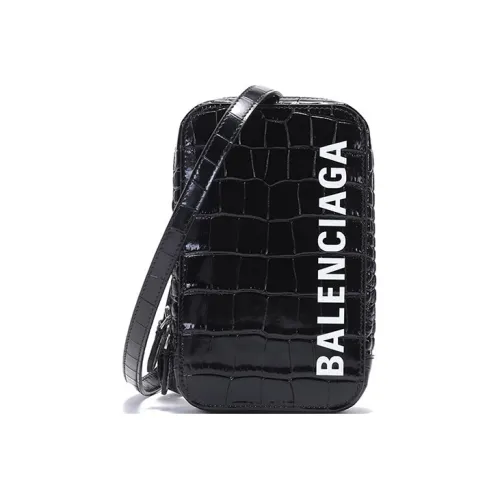 Balenciaga Чехол для телефона из кожи сумка через плечо женский черный